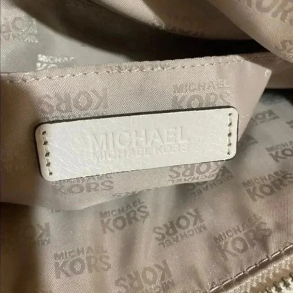 Michael kors white leather satchel handbag